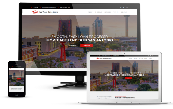 mortgage website laid out on responsive media devices