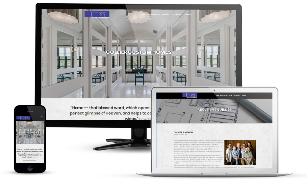 collier custom homes website displayed on multiple media devices