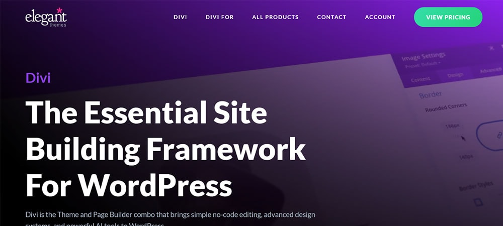 divi page builder homepage screenshot